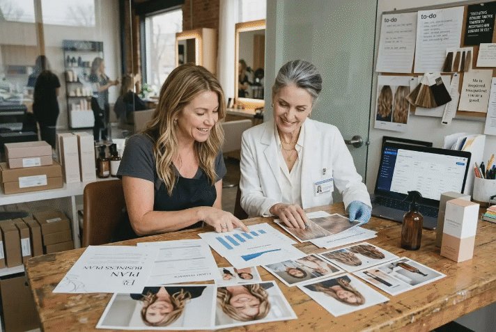 Nicole and Rachel reviewing trial results